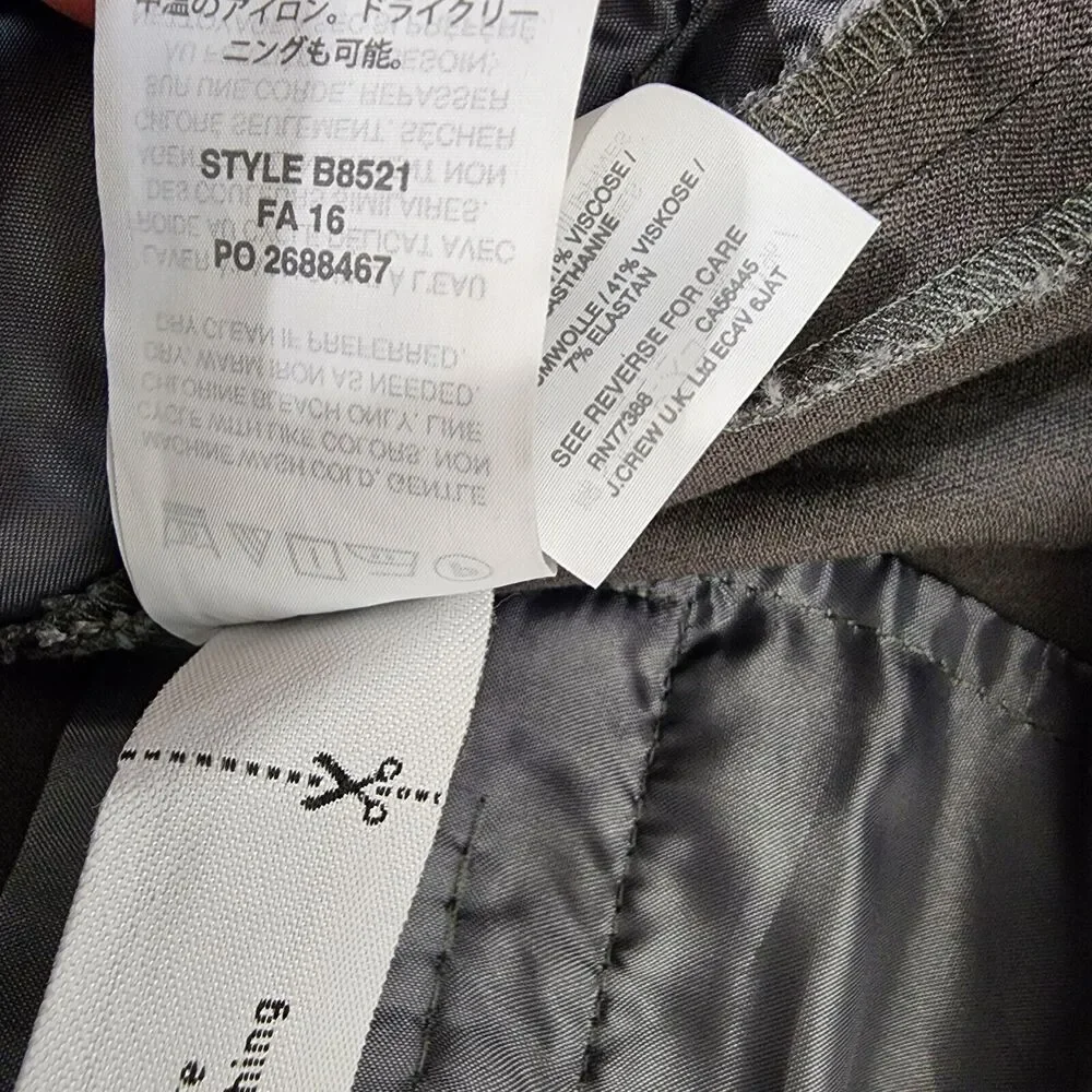 J. Crew Womens Pants Sz 8 Martie Slim Crop Bi Stretch Cotton Side Zip Gray B8521